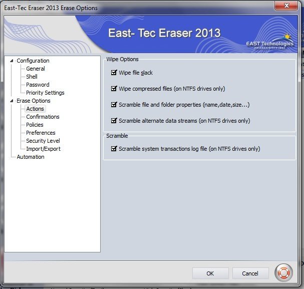 East-Tec Eraser 2013 10.1 : Erase Options