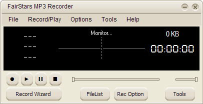 FairStars MP3 Recorder 2.0 : Main Window