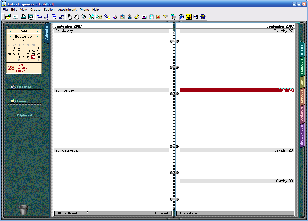 IBM Lotus Organizer 6.1 : Lotus Organizer interface