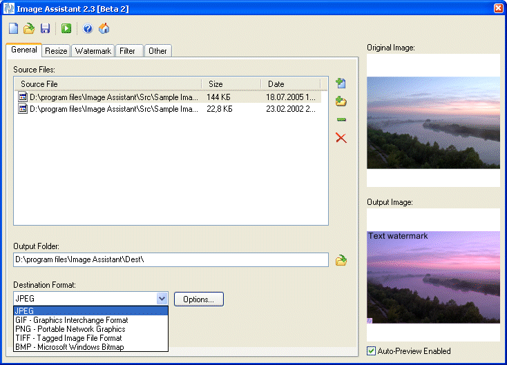 Image Assistant : Main Window