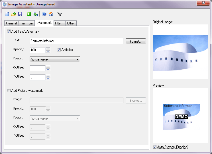 Image Assistant : Watermark options