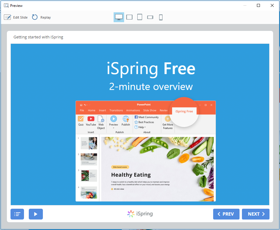 iSpring Free 9.7 : Preview presentation