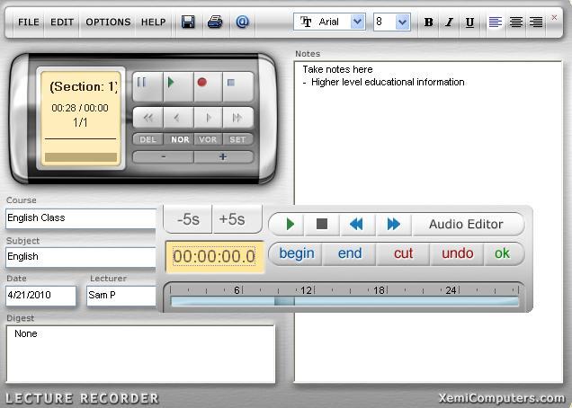 Lecture Recorder 4.5 : Editing files