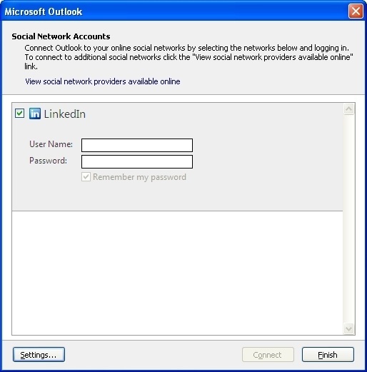 LinkedIn Outlook Connector 1.1 : Login LinkedIn from Outlook