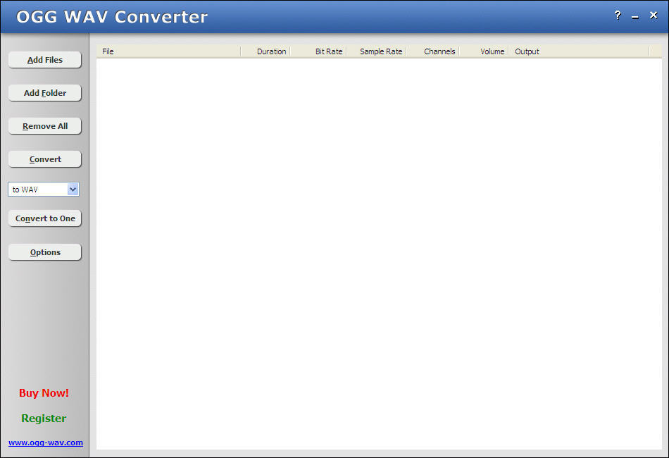 OGG WAV Converter 4.2 : Main window