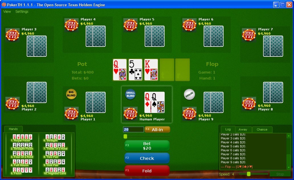 PokerTH 1.1 : Gameplay Window