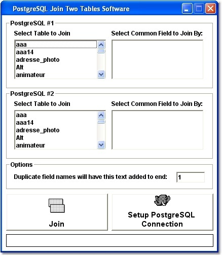 PostgreSQL Join Two Tables Software 7.0 : Main Window