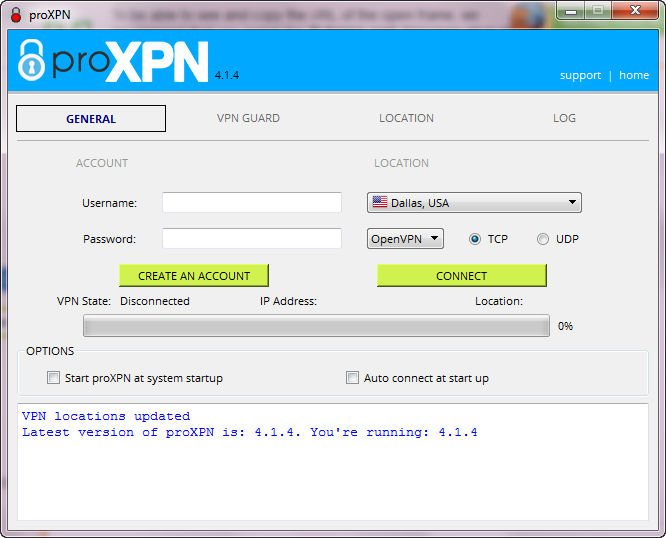 proXPN 4.1 : Main window
