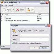 Secure Folders XP 3.0 : Main Window