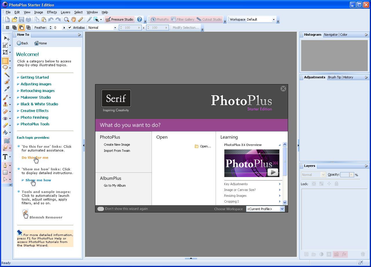 Serif PhotoPlus Starter Edition 2.0 : Main Interface