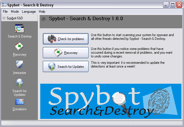 Spybot 1.6 : main