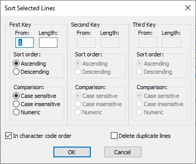 TextPad 8.2 : Sort Lines