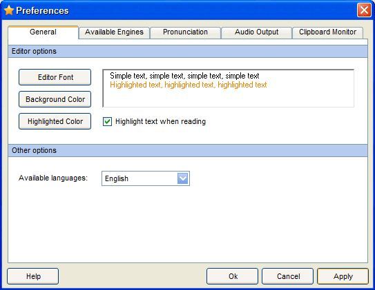 Text-to-Speech Master 2.3 : Preferences