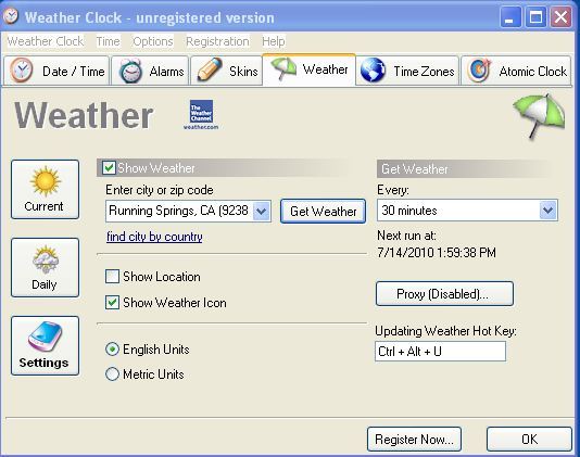 Weather Clock 4.2 : Weather options