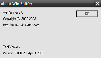 Win Sniffer : About window