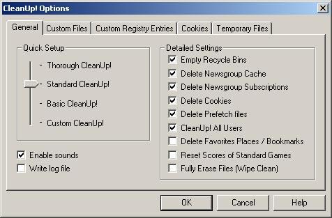 Windows CleanUp! 4.5 : Options