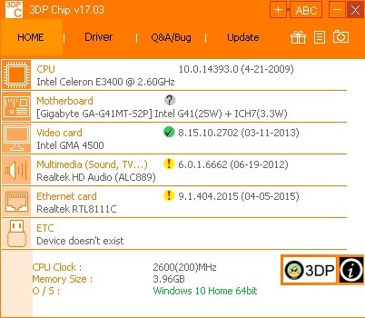 3DP Chip 17.0 : Main window