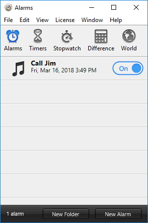 Alarm Clock Pro 10.2 : Main Window