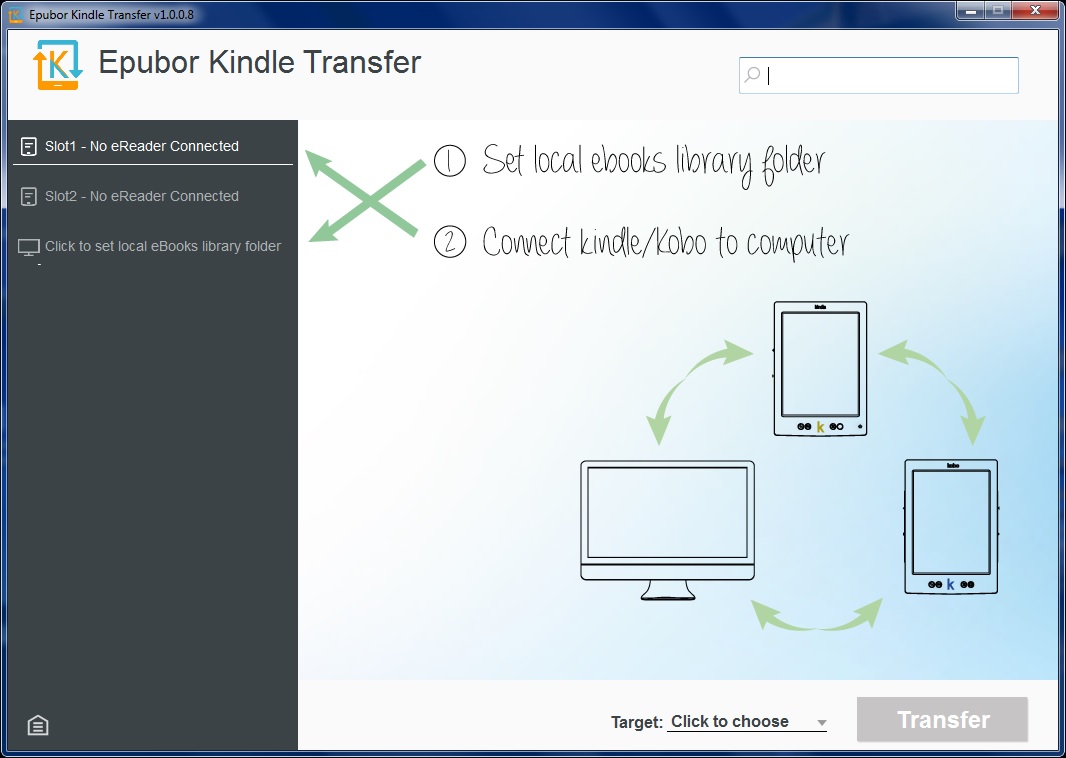 Epubor Kindle Transfer 1.0 : Main Interface
