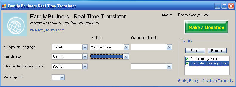 Family Bruiners Translator 9.0 : Main window