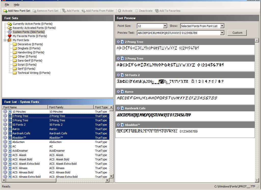 Font Manager Pro 1.0 : Main Window