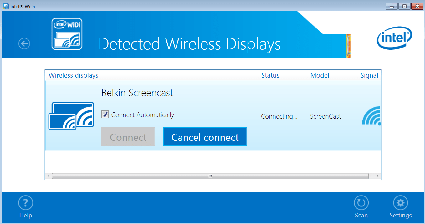 Intel Wireless Display 4.2 : Main Window