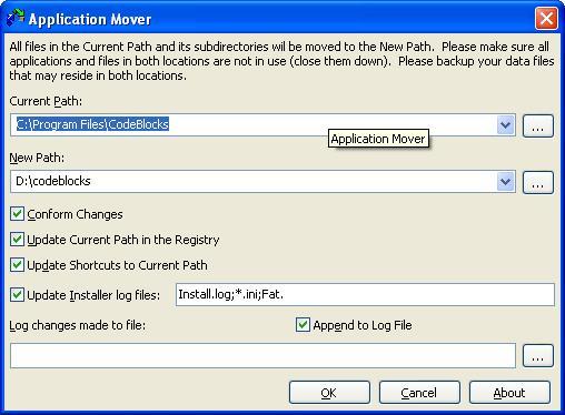 Application Mover 4.1 : Main window