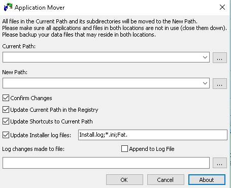 Application Mover 4.4 : Main window