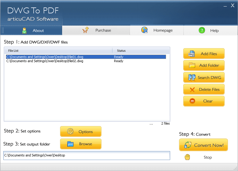 articuCAD DWG DXF to PDF Converter 3.7 : Main Window