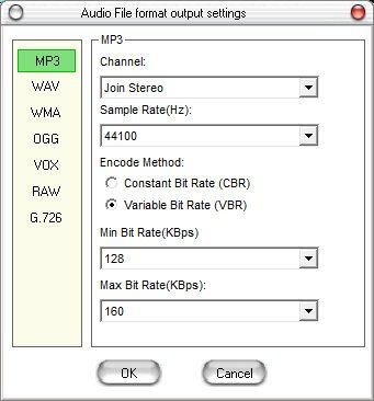 Audio MP3 Editor 6.5 : MP3 Output Settings