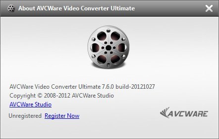 AVCWare Video Converter Ultimate 7.6 : About Window