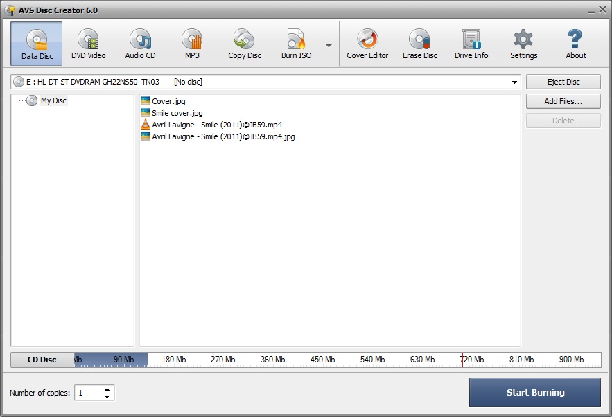 AVS Disc Creator 6.0 : Main Screen
