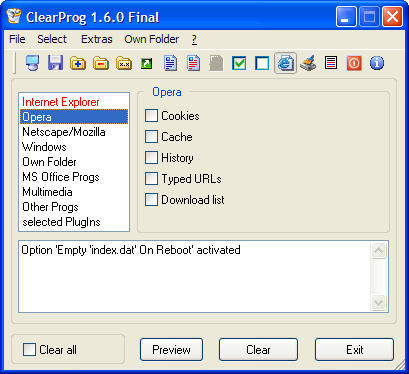 Clear Prog 1.6 : Main window