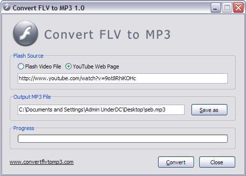 Convert FLV to MP3 1.0 : URL direction