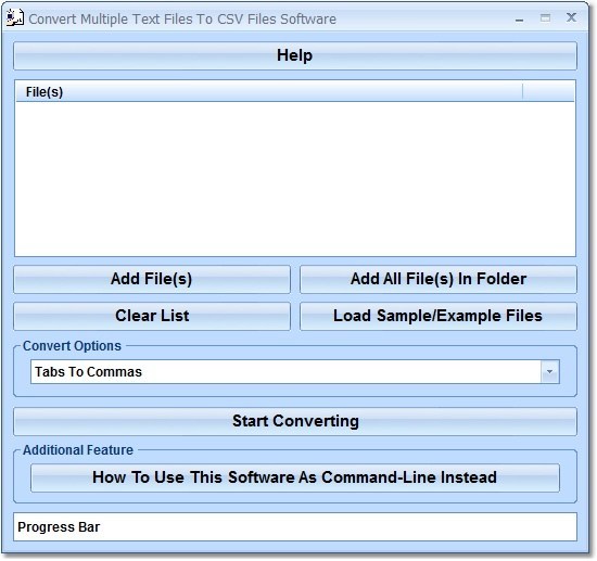 Convert Multiple Text Files To CSV Files Software 7.0 : Main Window