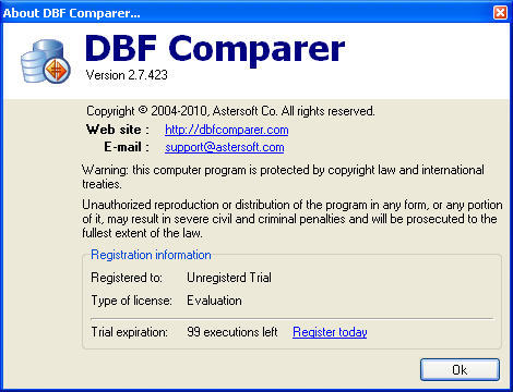 DBF Comparer 2.7 : Main window