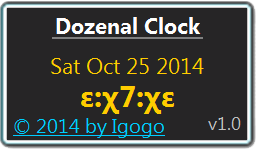 Dozenal Clock 1.0 : Main Window