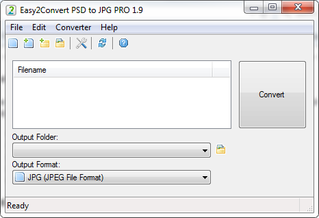 Easy2Convert PSD to JPG PRO 1.9 : Main window