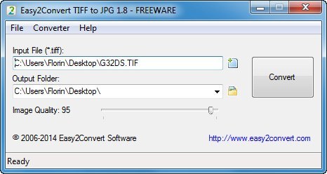 Easy2Convert TIFF to JPG 1.8 : Main Window
