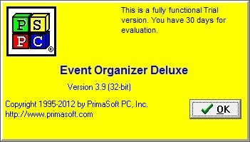 EVENT ORGANIZER DELUXE 3.9 : About Window