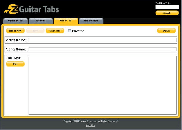 EZ Guitar Tabs 1.0 : Main screen
