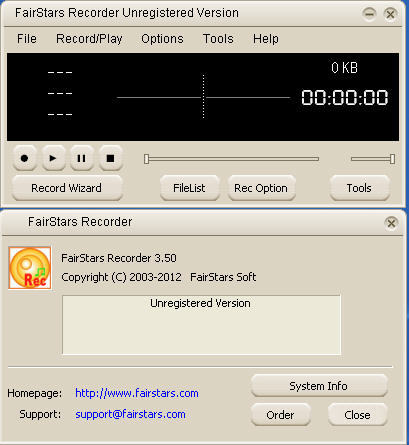 FairStars Recorder 3.5 : Main View