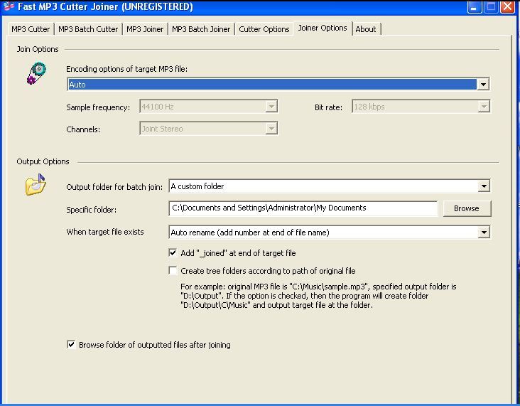 Fast MP3 Cutter Joiner 2.7 : Joiner options