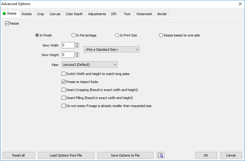 FastStone Photo Resizer 3.8 : Configuring Image Resizing Settings