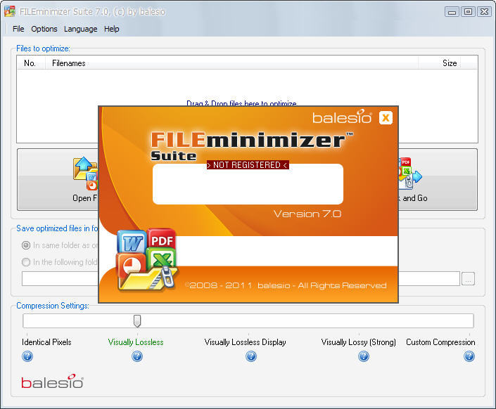 FILEminimizer 7.0 : Main Window