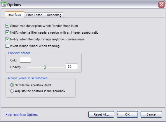 Filter Forge Freepack 3 - Frames 1.1 : Options
