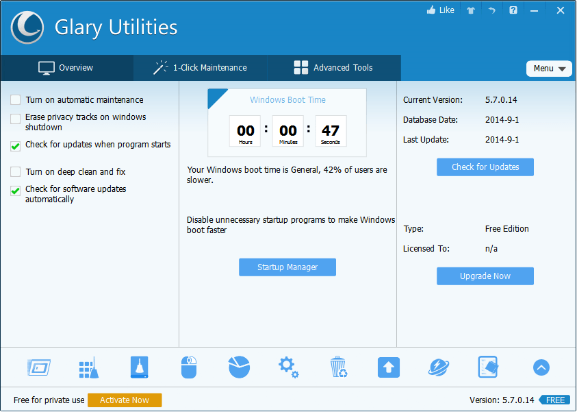 Glary Utilities 5.7 : Main Window