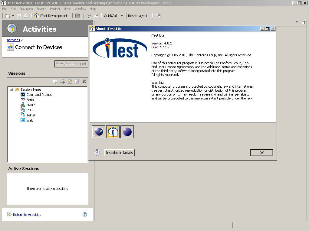 iTest Lite 4.0 : Main window