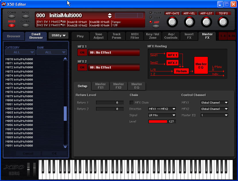 KORG X50 Editor 1.0 : Main window