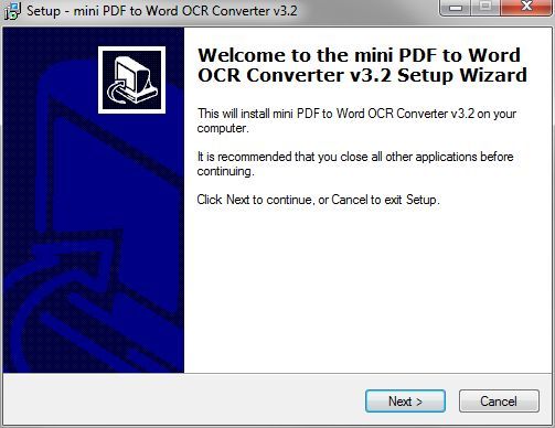 mini PDF To Word OCR Converter 3.2 : Welcome Setup
